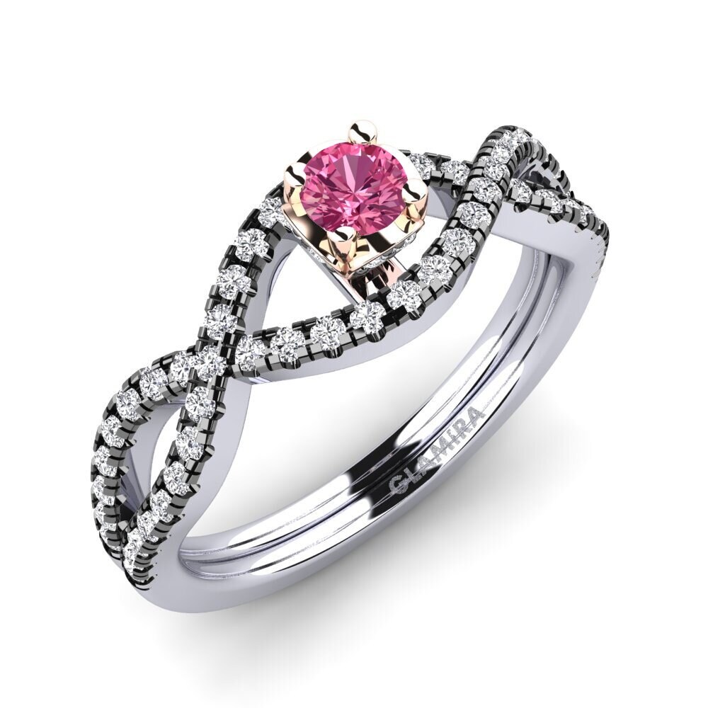 14ct White & Rose Gold Pink Tourmaline Engagement Ring Mariel 0.16 crt
