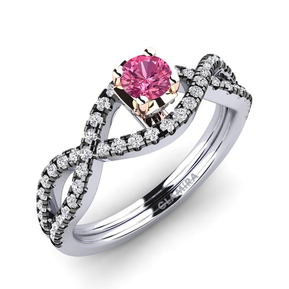 14ct White & Rose Gold Pink Tourmaline Engagement Ring Mariel 0.25 crt