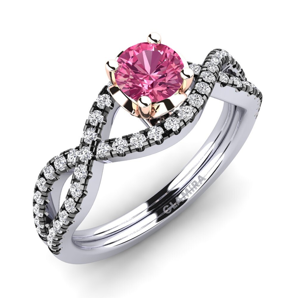 14ct White & Rose Gold Pink Tourmaline Engagement Ring Mariel 0.5 crt