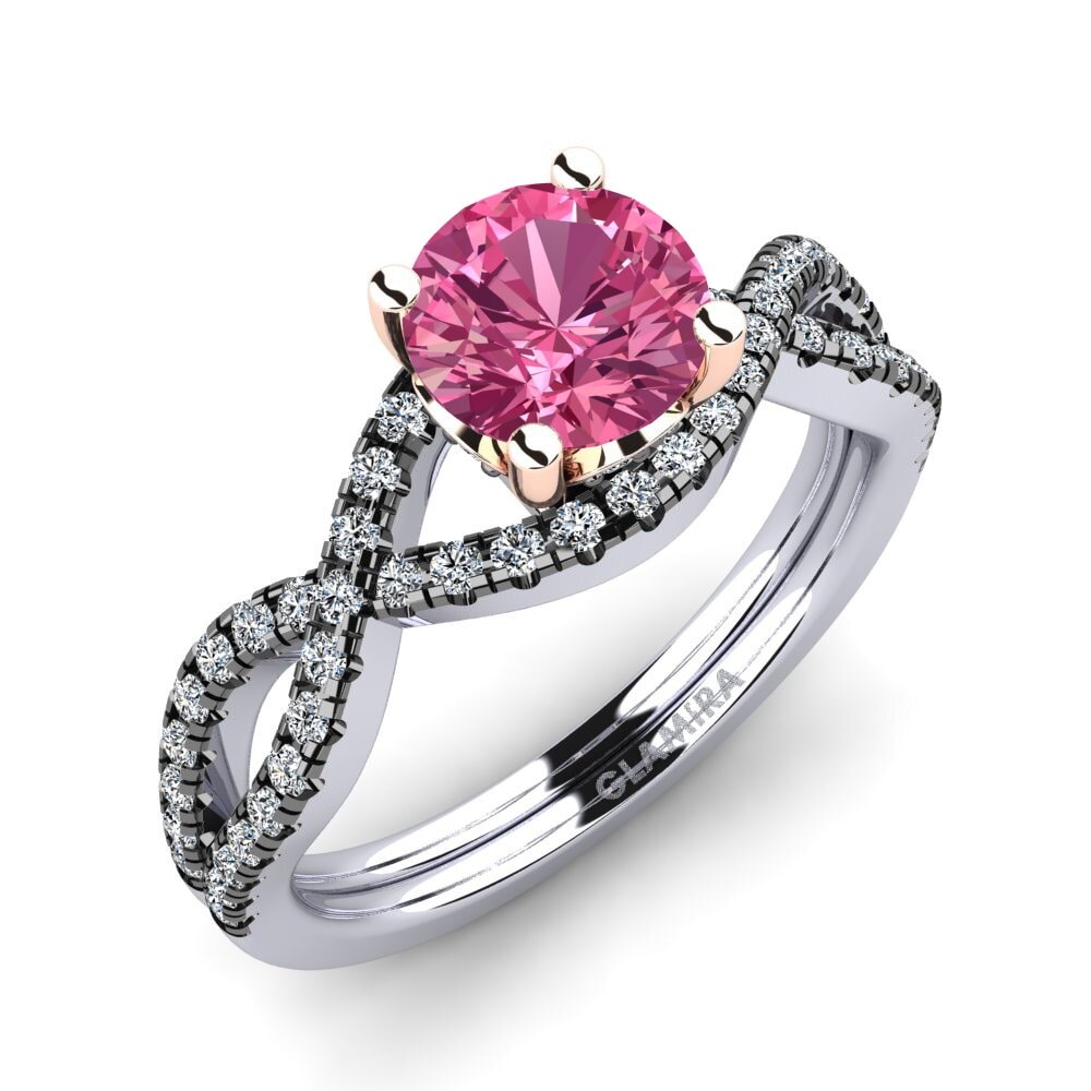 14ct White & Rose Gold Pink Tourmaline Engagement Ring Mariel 1.0 crt