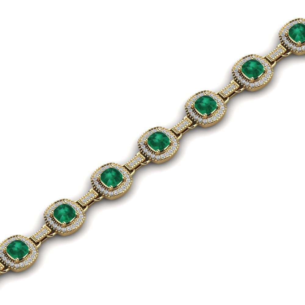 14k Oro Amarillo Esmeralda Pulsera de Mujer Mariella
