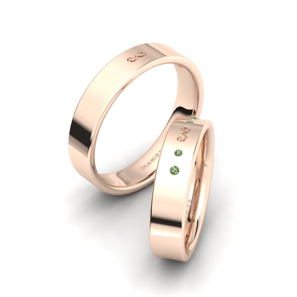 Rotgold 375 Grüner Diamant Ring Mariess SET