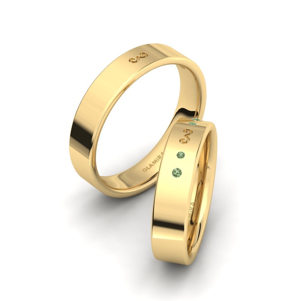 14ct Yellow Gold Green Diamond Ring Mariess SET