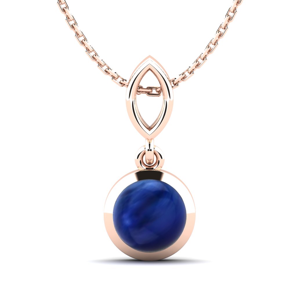 14k Oro Rosa Zafiro Cabujón Colgante de Mujer Marifer
