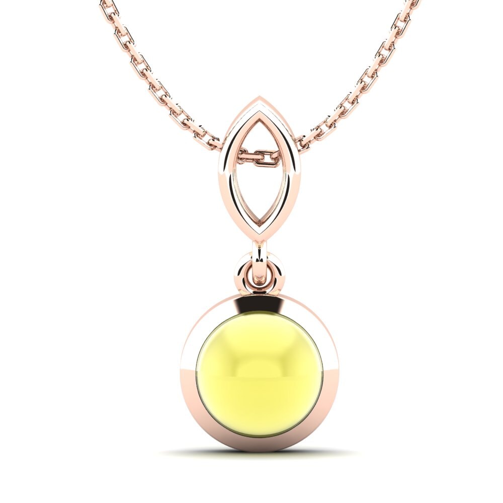 14k Oro Rosa Topacio Limón Cabujón Colgante de Mujer Marifer