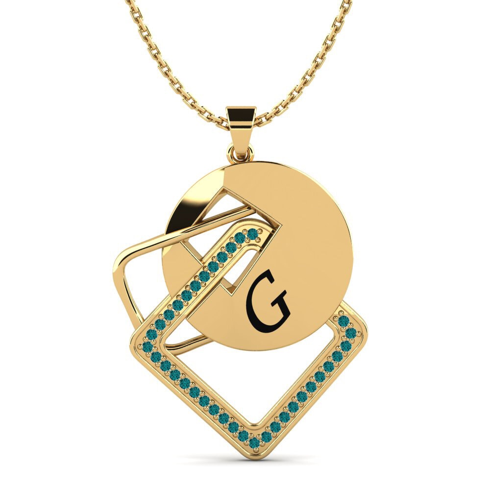 14k Oro Amarillo Diamante Azul Colgante de Mujer Marijke