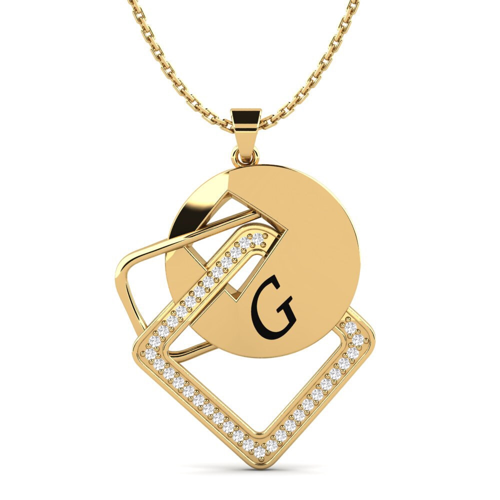 Gelbgold 585 Weißer Saphir Damen anhänger Marijke