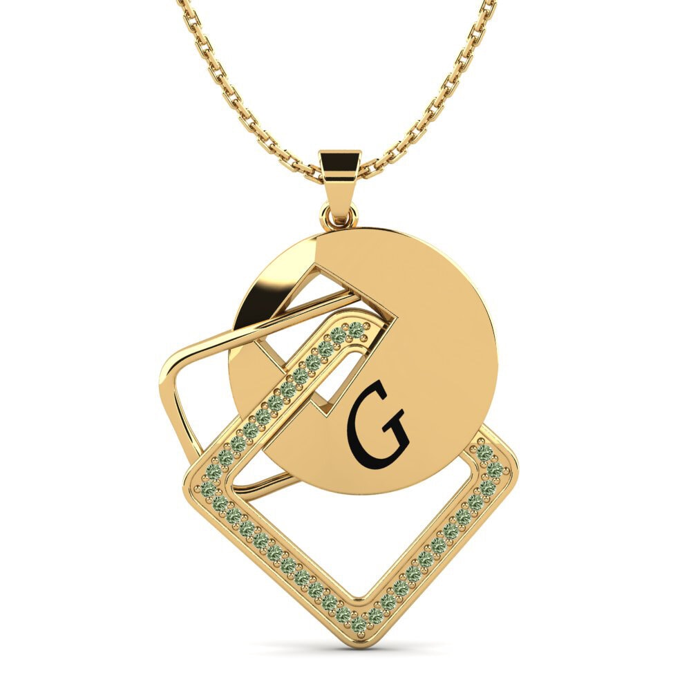 14k Oro Amarillo Diamante Verde Colgante de Mujer Marijke