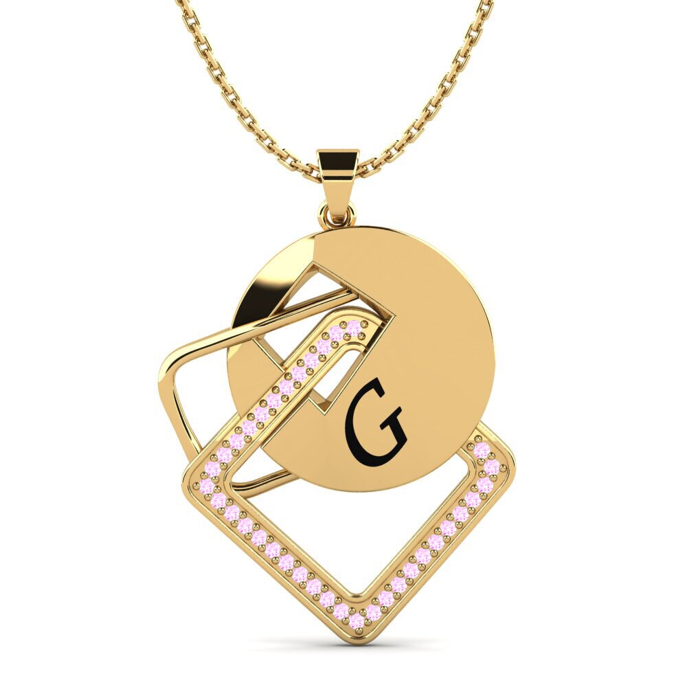 14k Oro Amarillo Zafiro Rosado Colgante de Mujer Marijke