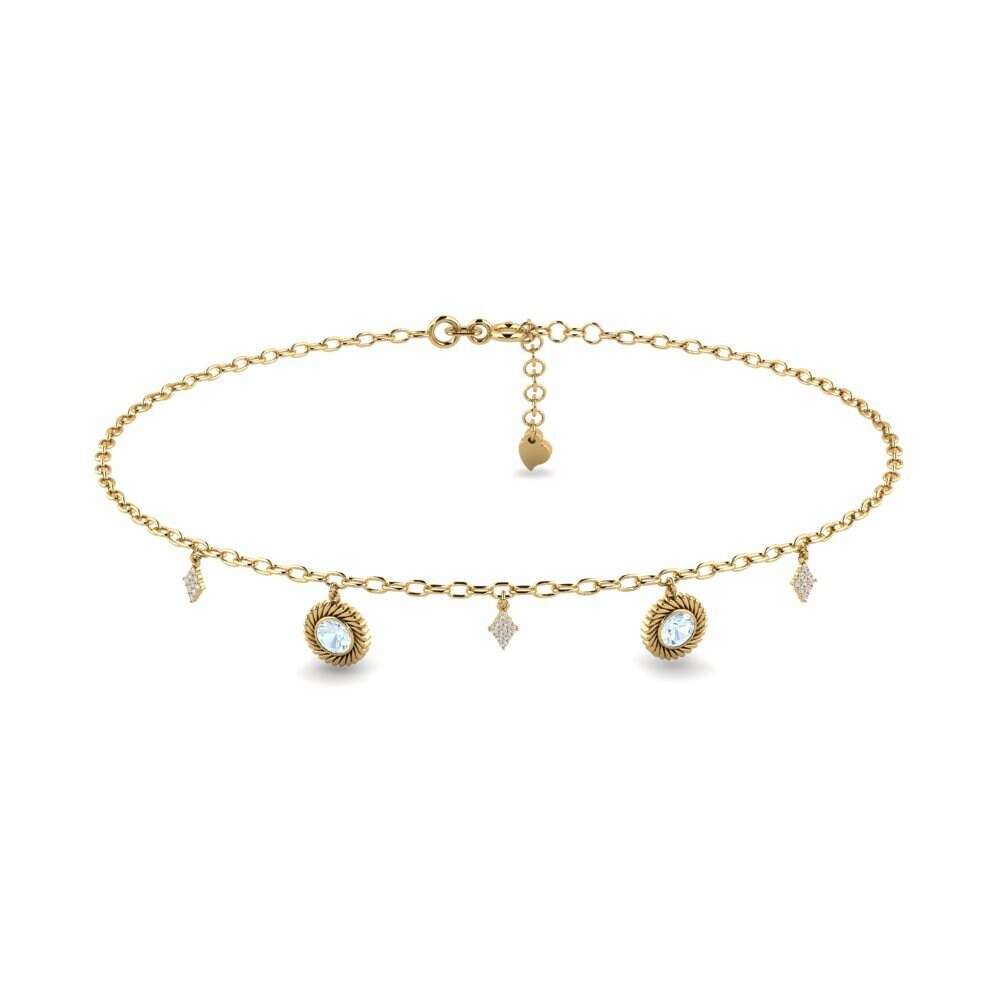 14ct Yellow Gold Aquamarine Women's Anklet Marijus
