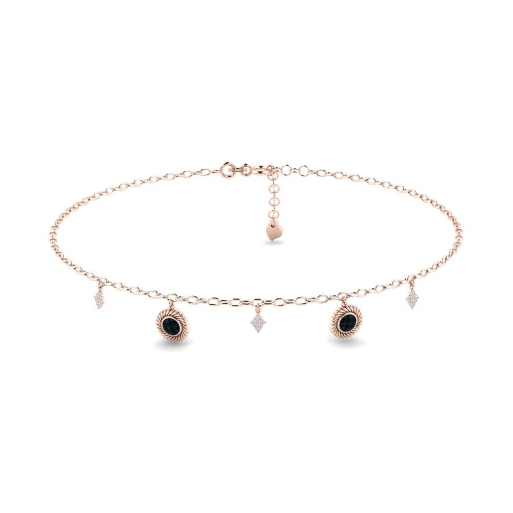 9ct Rose Gold Black Opal Women's Anklet Marijus