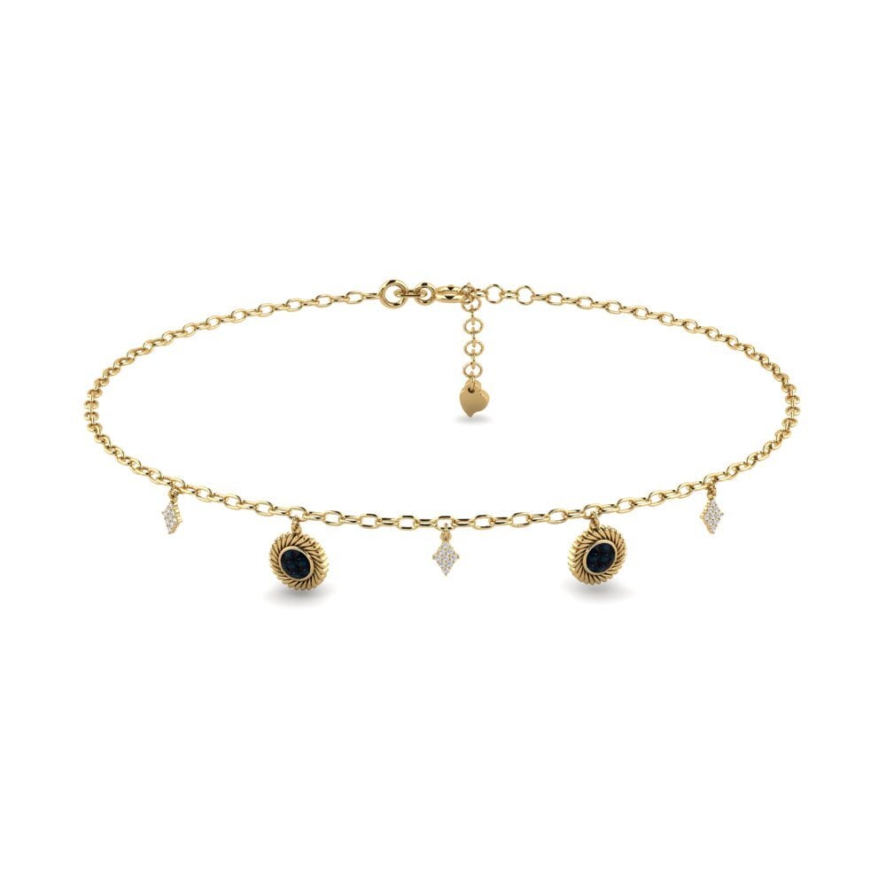 14ct Yellow Gold Black Opal Women's Anklet Marijus