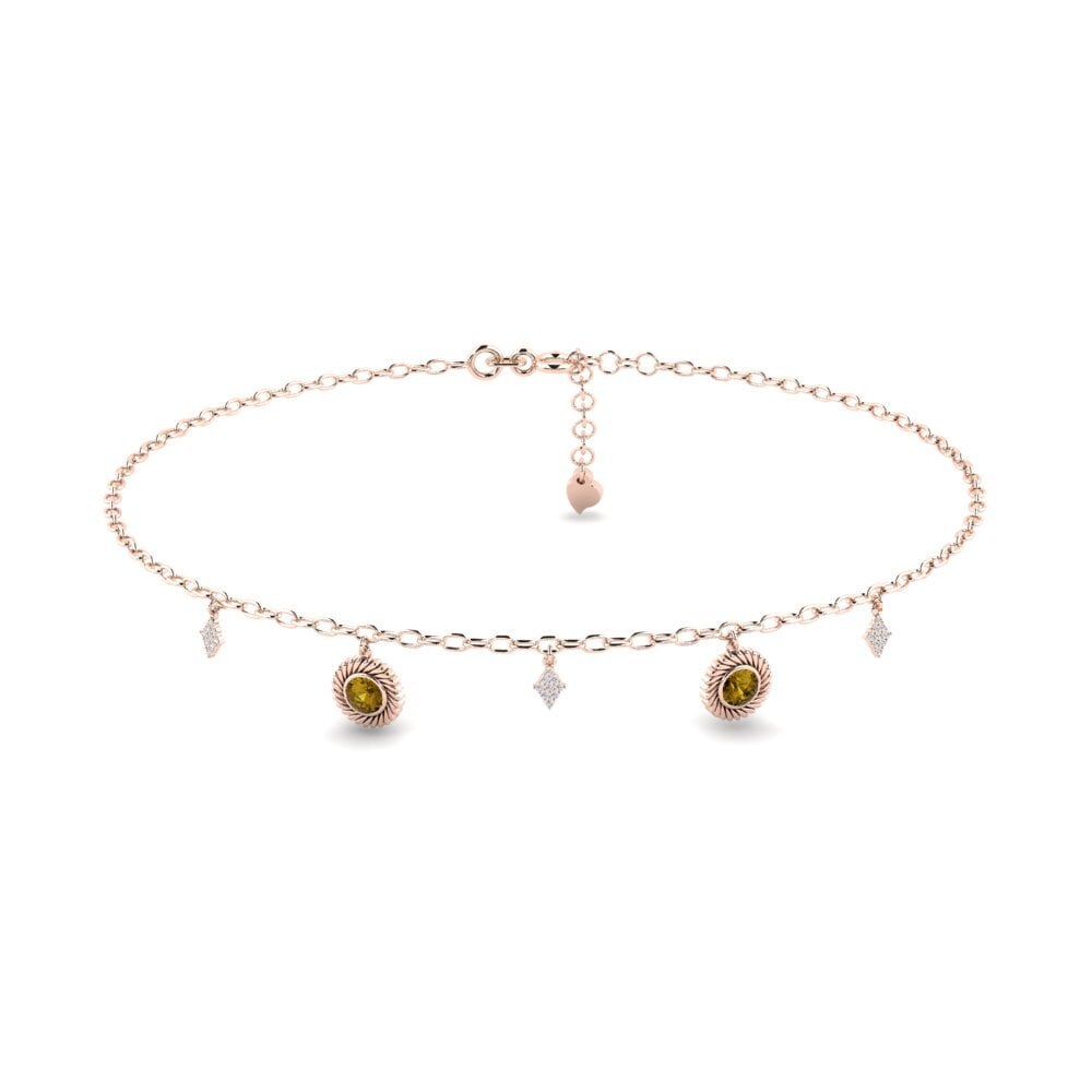 9ct Rose Gold Brown Zircon Women's Anklet Marijus