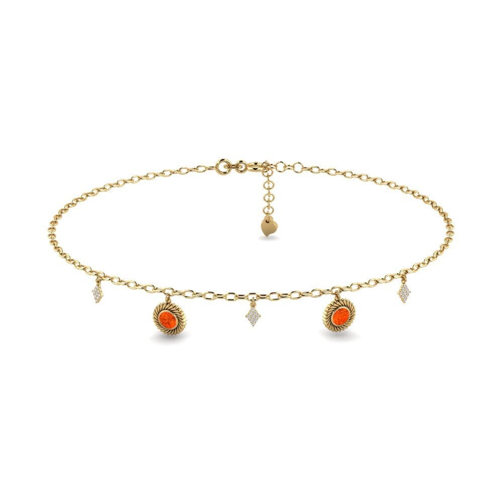 14ct Yellow Gold Fire Opal Women's Anklet Marijus