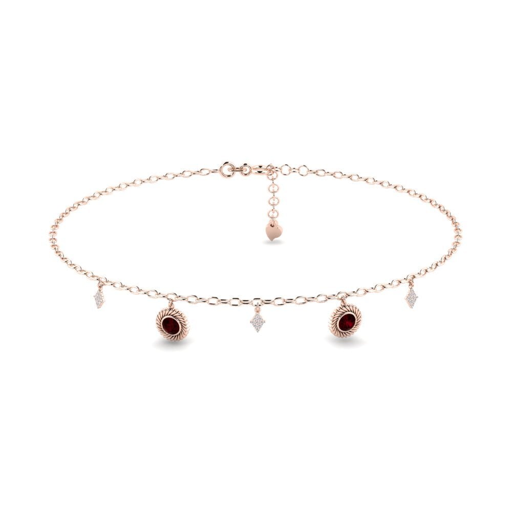 9ct Rose Gold Garnet Women's Anklet Marijus
