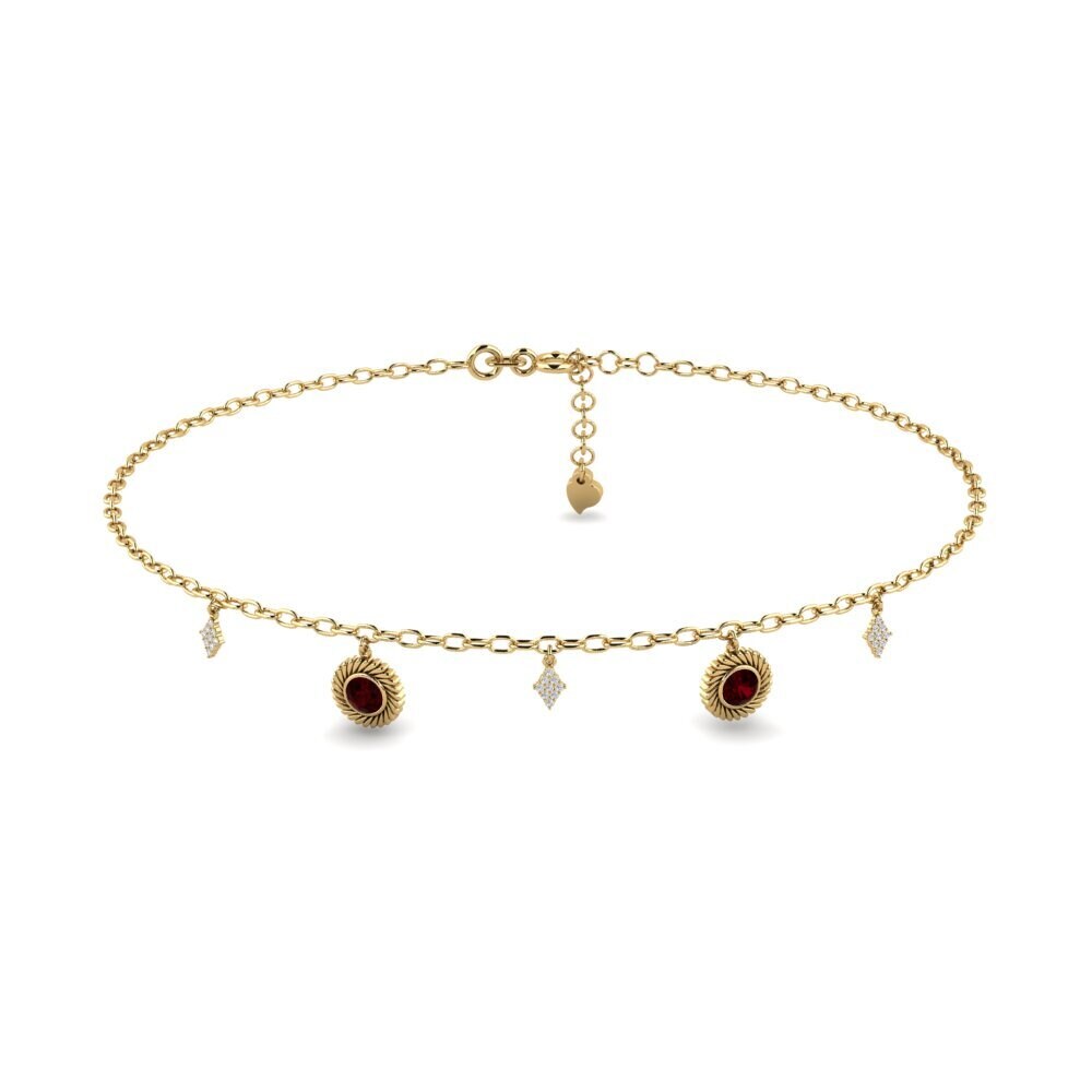 14ct Yellow Gold Garnet Women's Anklet Marijus