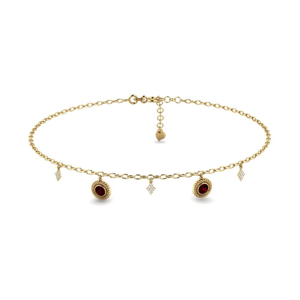 14k Oro Amarillo Granate Tobillera de mujer Marijus