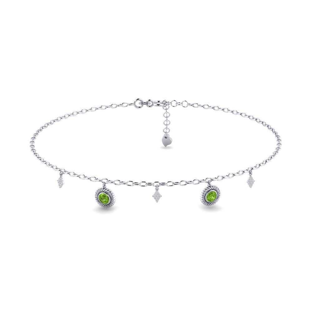 18ct White Gold Peridot Women's Anklet Marijus