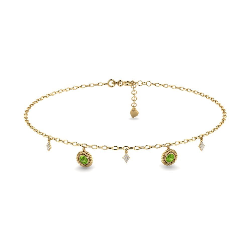 14ct Yellow Gold Peridot Women's Anklet Marijus