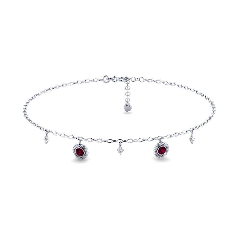 18ct White Gold Rhodolite Garnet Women's Anklet Marijus
