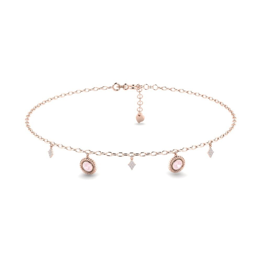 9ct Rose Gold Rose Quartz Women's Anklet Marijus