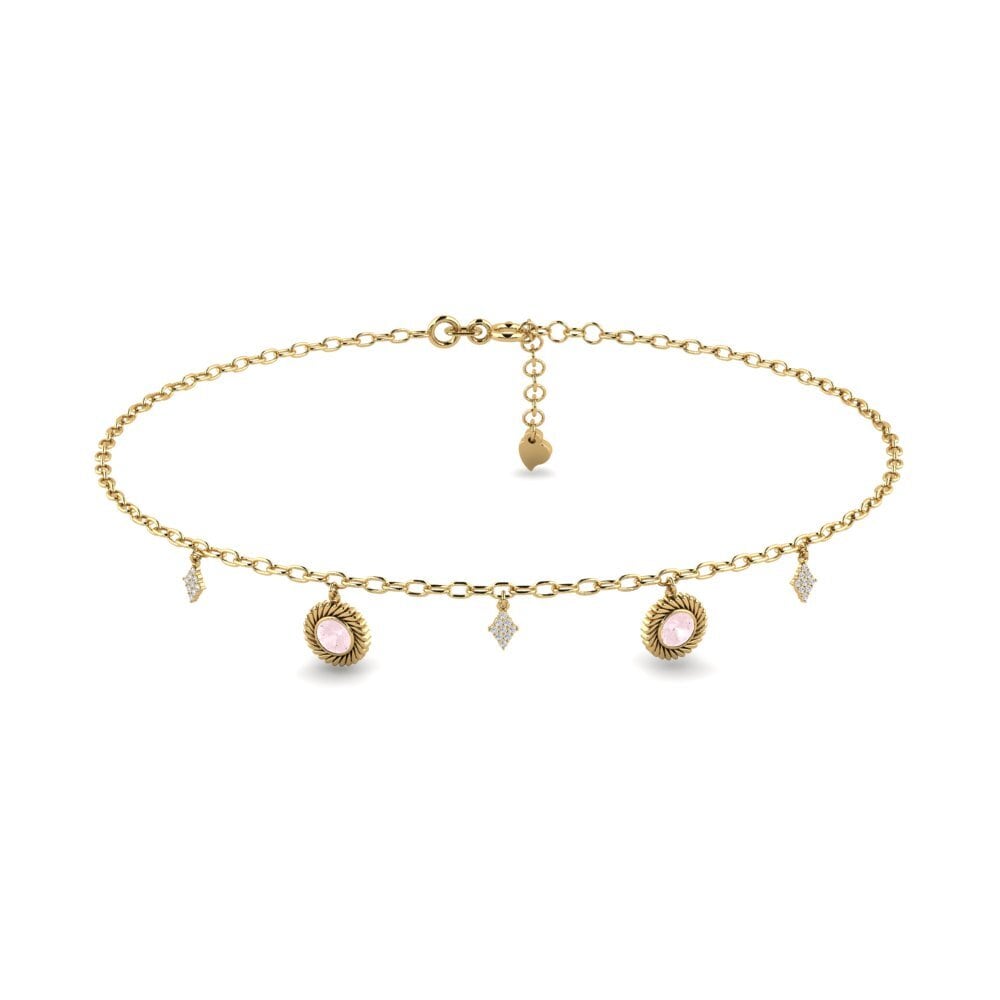 14ct Yellow Gold Rose Quartz Women's Anklet Marijus
