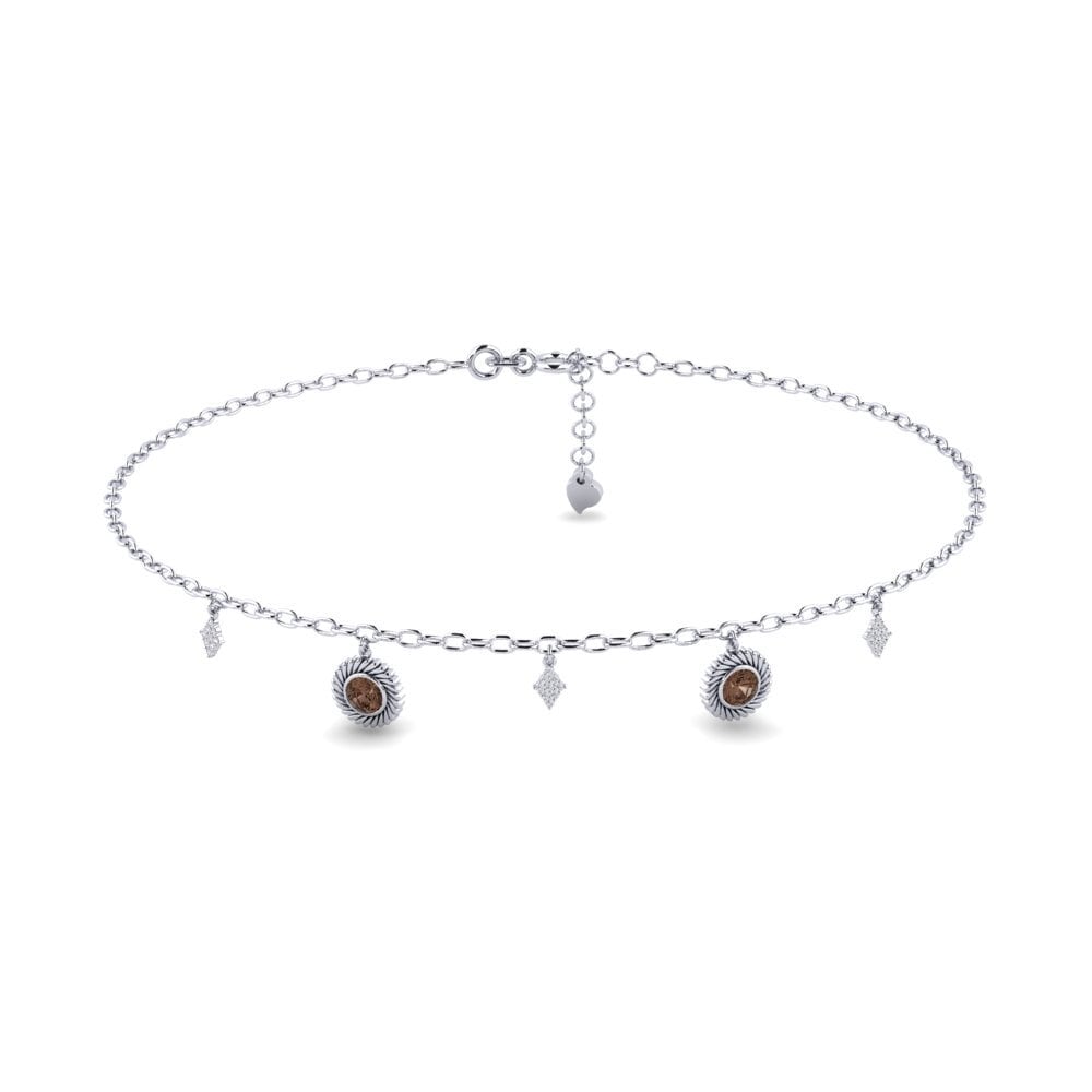 18ct White Gold Smoky Quartz Women's Anklet Marijus