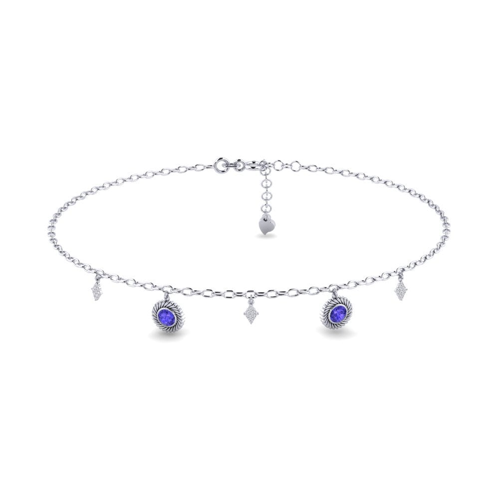 18ct White Gold Tanzanite Women's Anklet Marijus