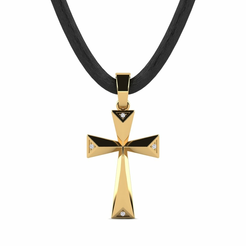 Religious Symbols Men's Necklaces Pendant Marill 585 Yellow Gold Diamond