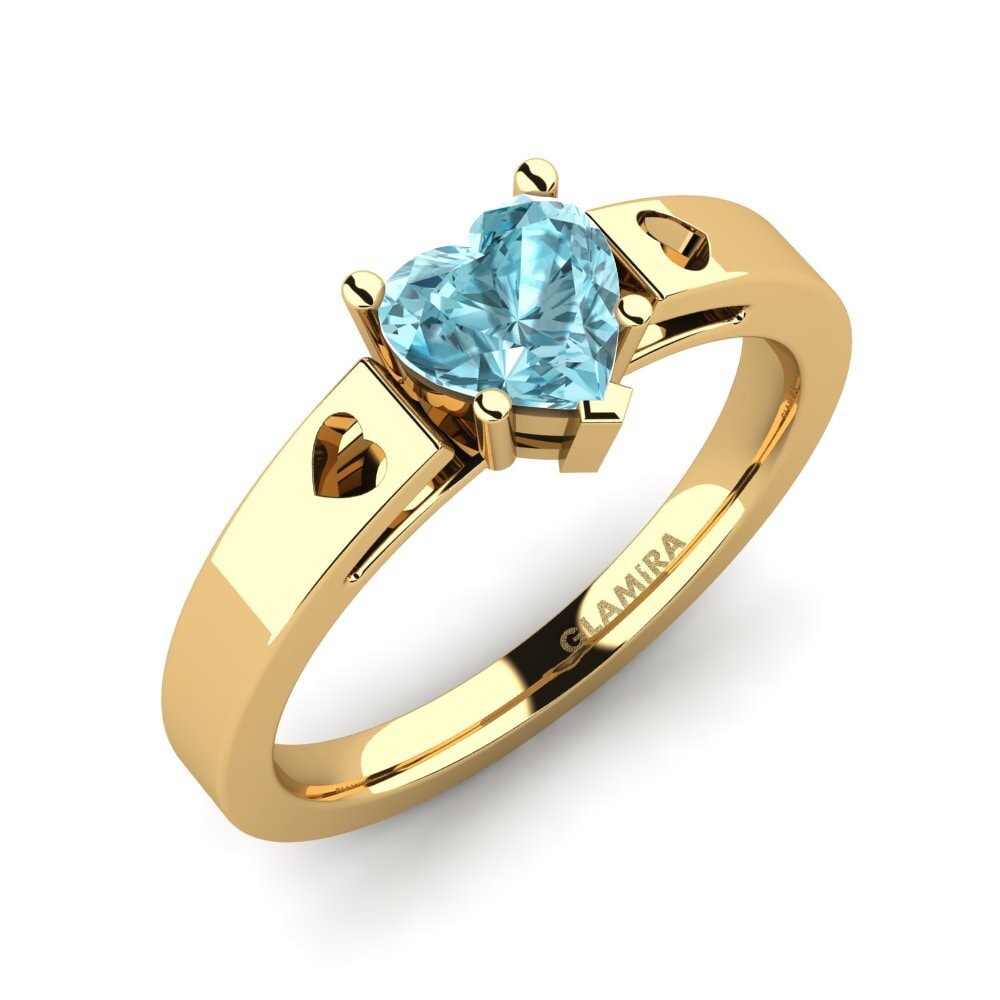14ct Yellow Gold Blue Zircon Women's Ring Marilyn
