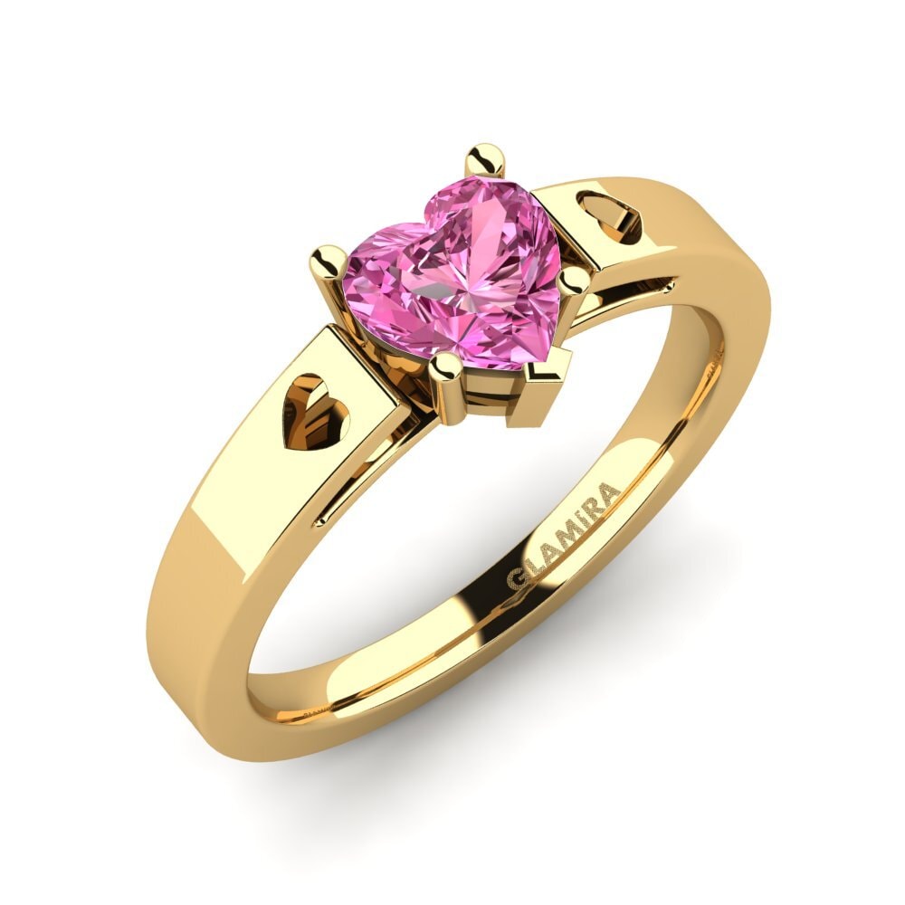 18k Oro Amarillo Topacio Rosa Anillo de Mujer Marilyn