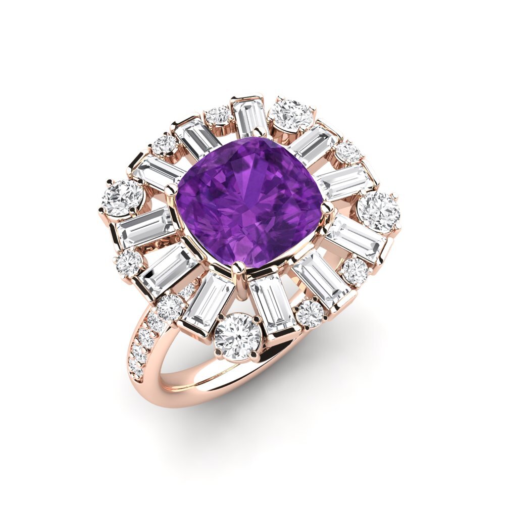 14k Rose Gold Amethyst Engagement Ring Marilyne