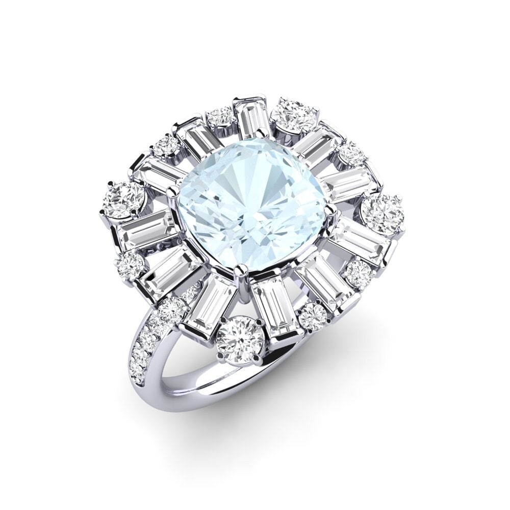 14k White Gold Aquamarine Engagement Ring Marilyne