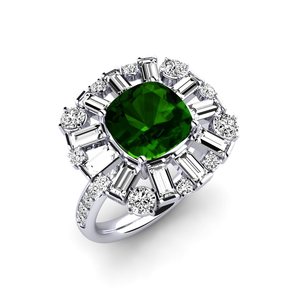 925 Prata de lei Turmalina Verde Anel de Noivado Marilyne