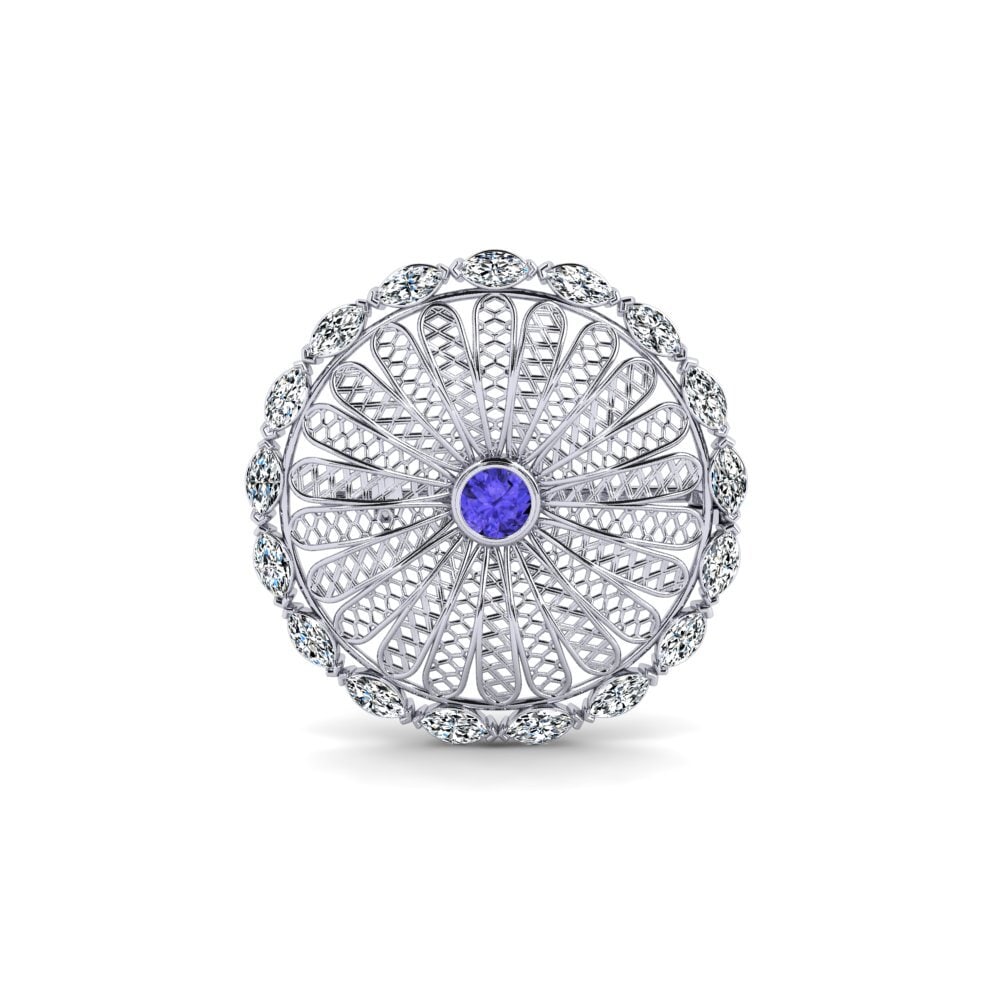 14ct White Gold Tanzanite Brooch Marion