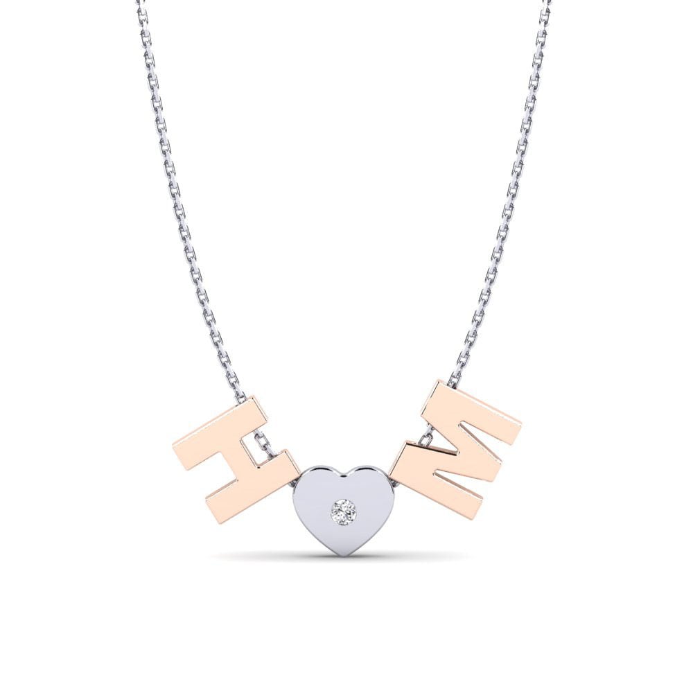 Initials Initial & Name Necklaces GLAMIRA Pendant Maris 585 White & Rose Gold Diamond
