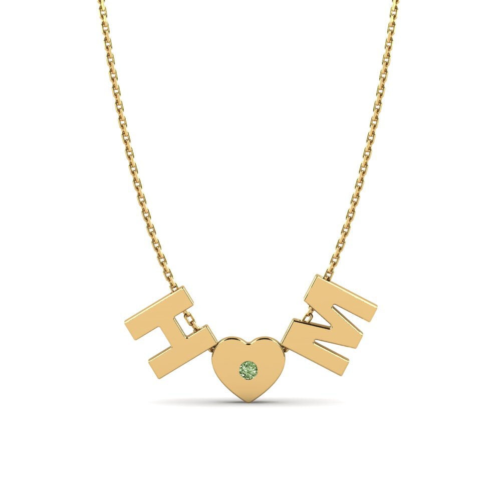 14k Oro Amarillo Diamante Verde Collar de Mujer Maris