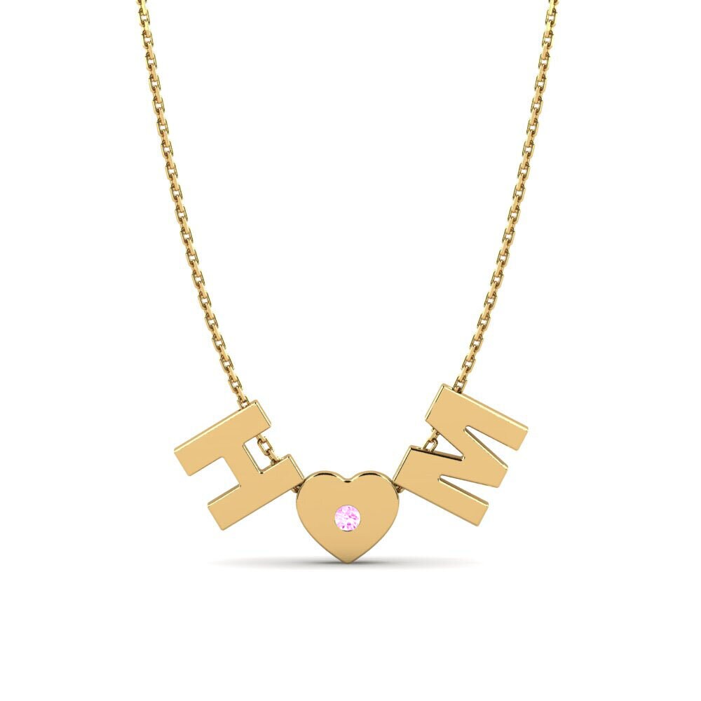 14k Oro Amarillo Zafiro Rosado Collar de Mujer Maris