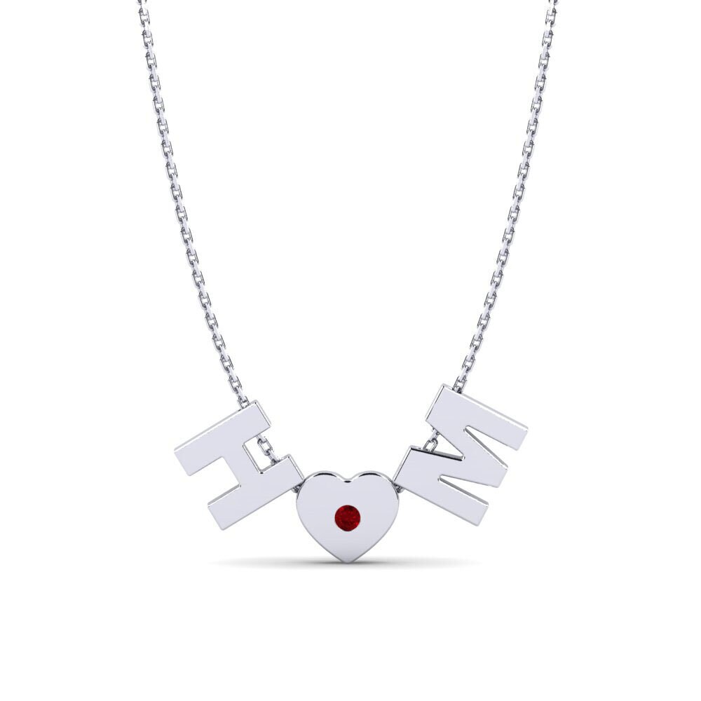 Weiß-Silber Roter Zirkonia Damen halskette Maris