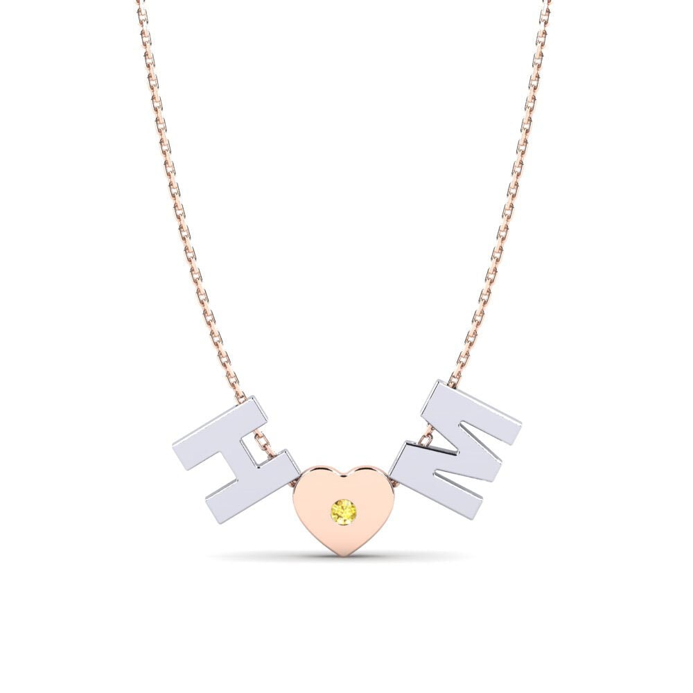 14k Oro Rosa & Blanco Zafiro amarillo Collar de Mujer Maris