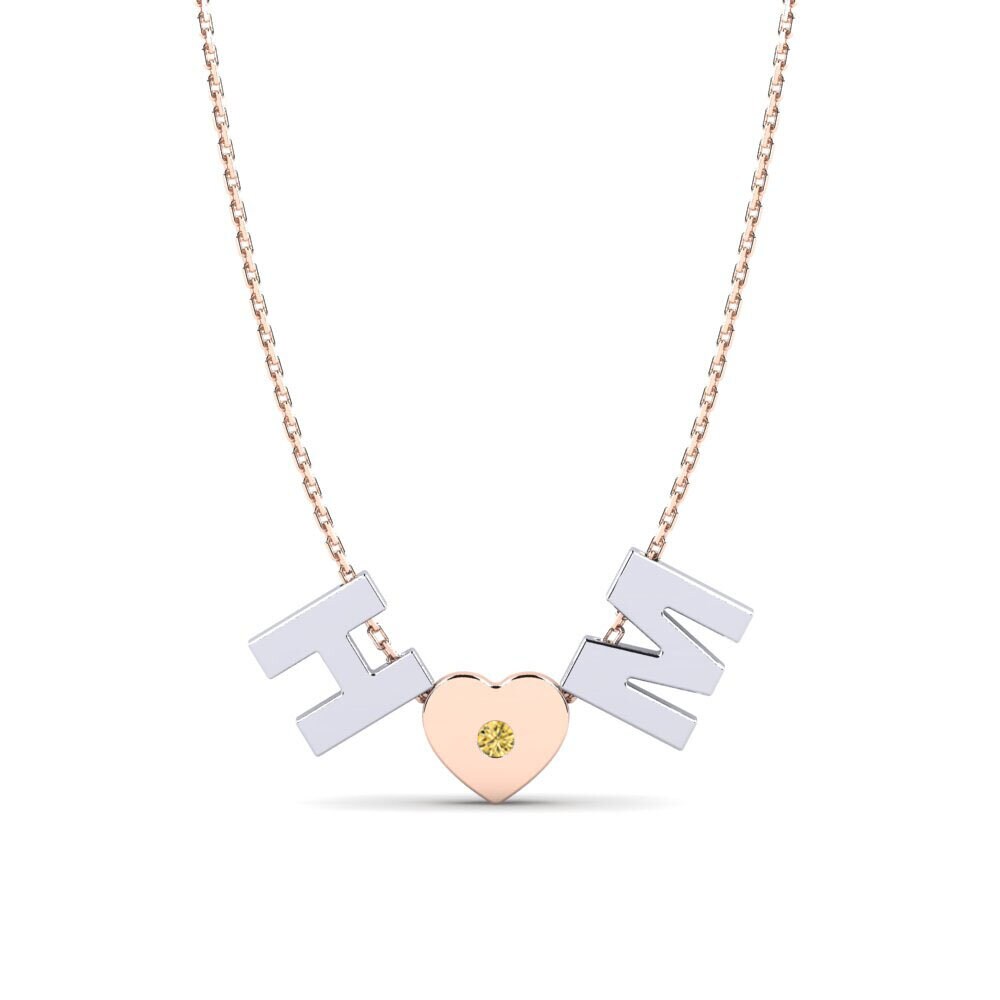 14k Oro Rosa & Blanco Diamante Amarillo Collar de Mujer Maris