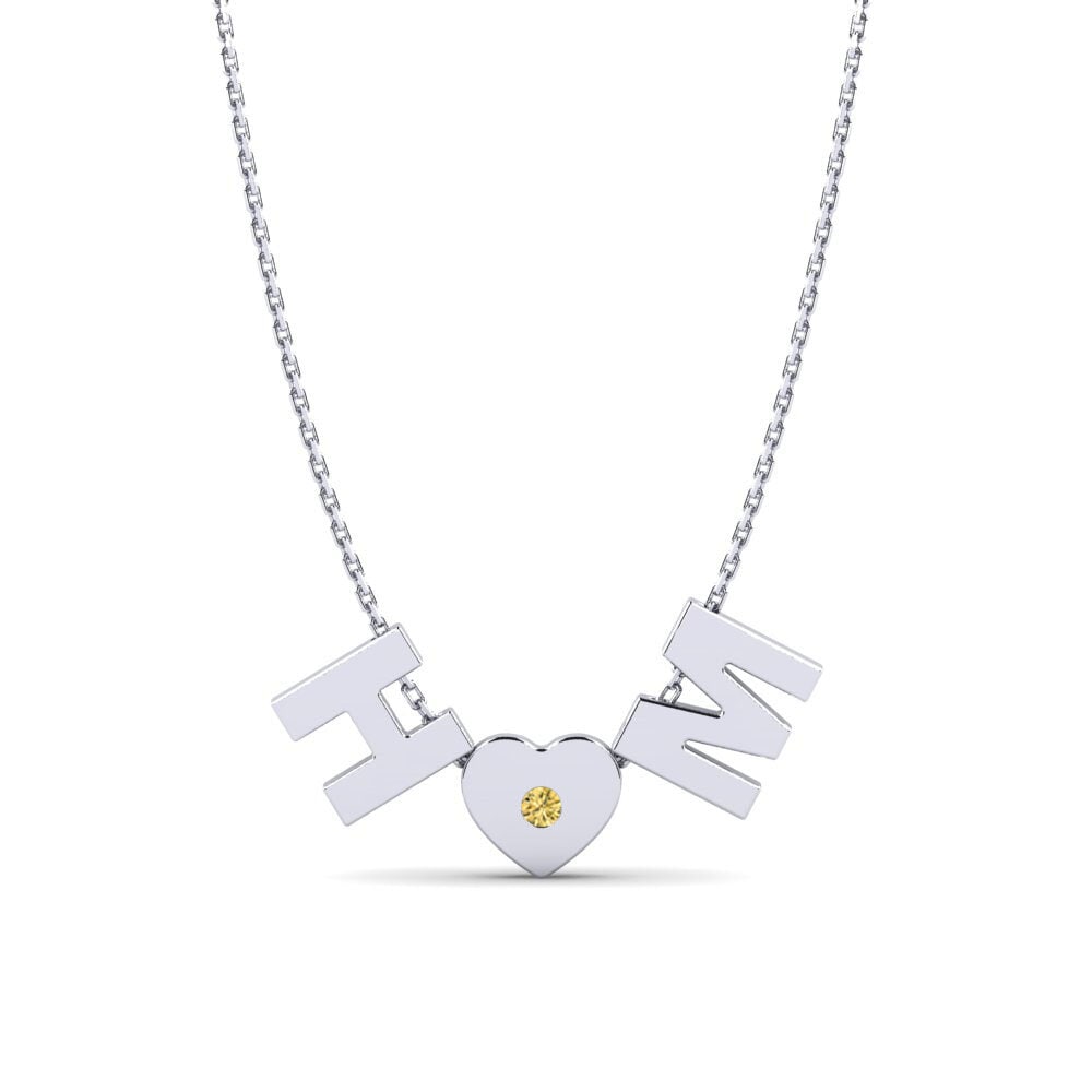 14k Oro Blanco Diamante Amarillo Collar de Mujer Maris