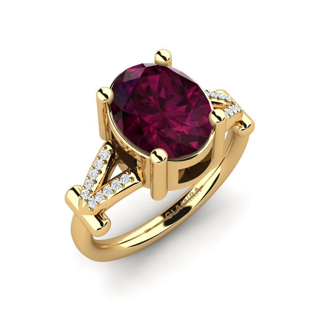 Oval Rhodolite Garnet Engagement Ring Marizella