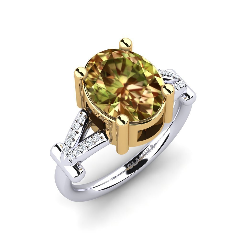 14ct White / Yellow Gold Sultan Stone Engagement Ring Marizella