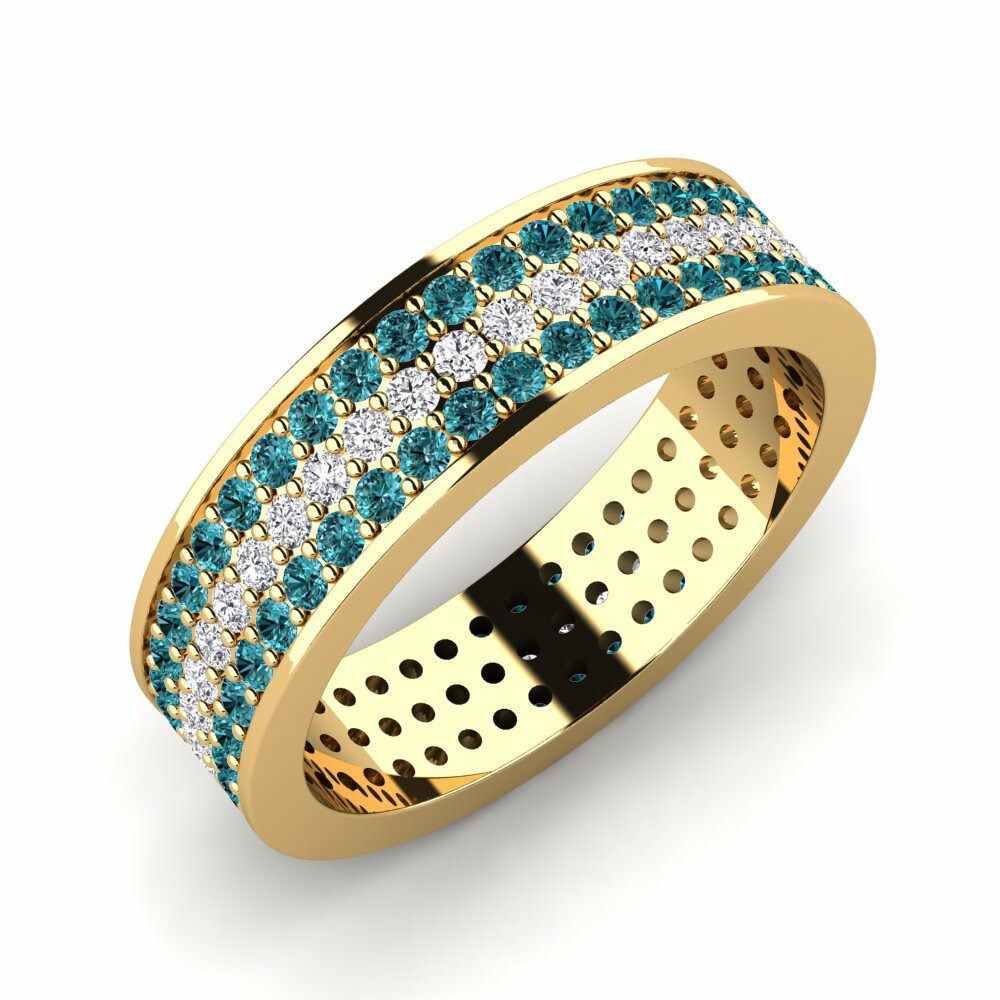 永恆戒 藍色鑽石 14k 黃色K金 戒指 Marjatta