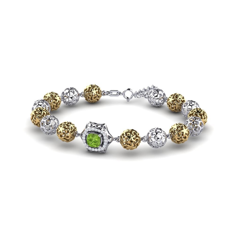 9ct White & Yellow Gold Peridot Women's Bracelet Marjorie