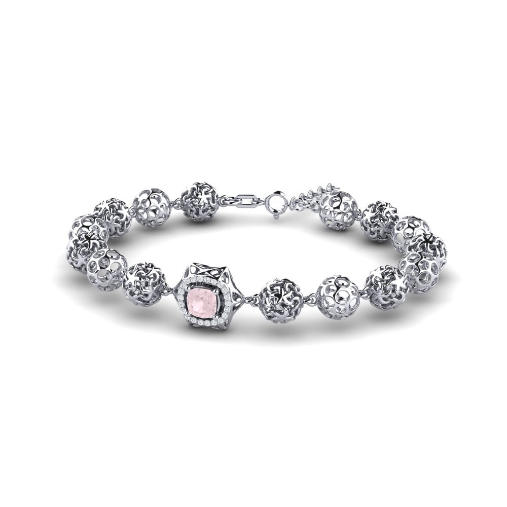 White Silver Rose Quartz Women's Bracelet Marjorie