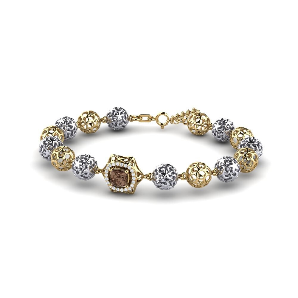 9ct Yellow & White Gold Smoky Quartz Women's Bracelet Marjorie