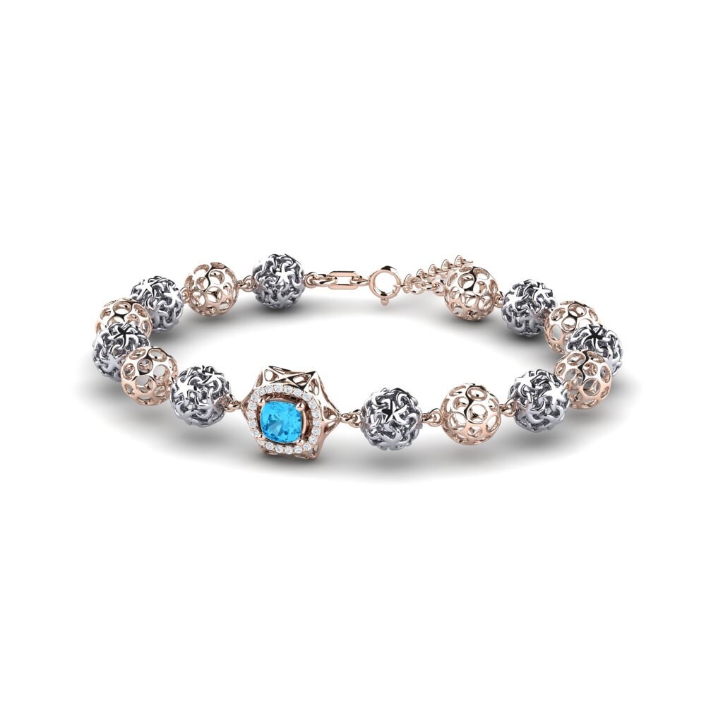 9ct Rose & White Gold Blue Topaz Women's Bracelet Marjorie
