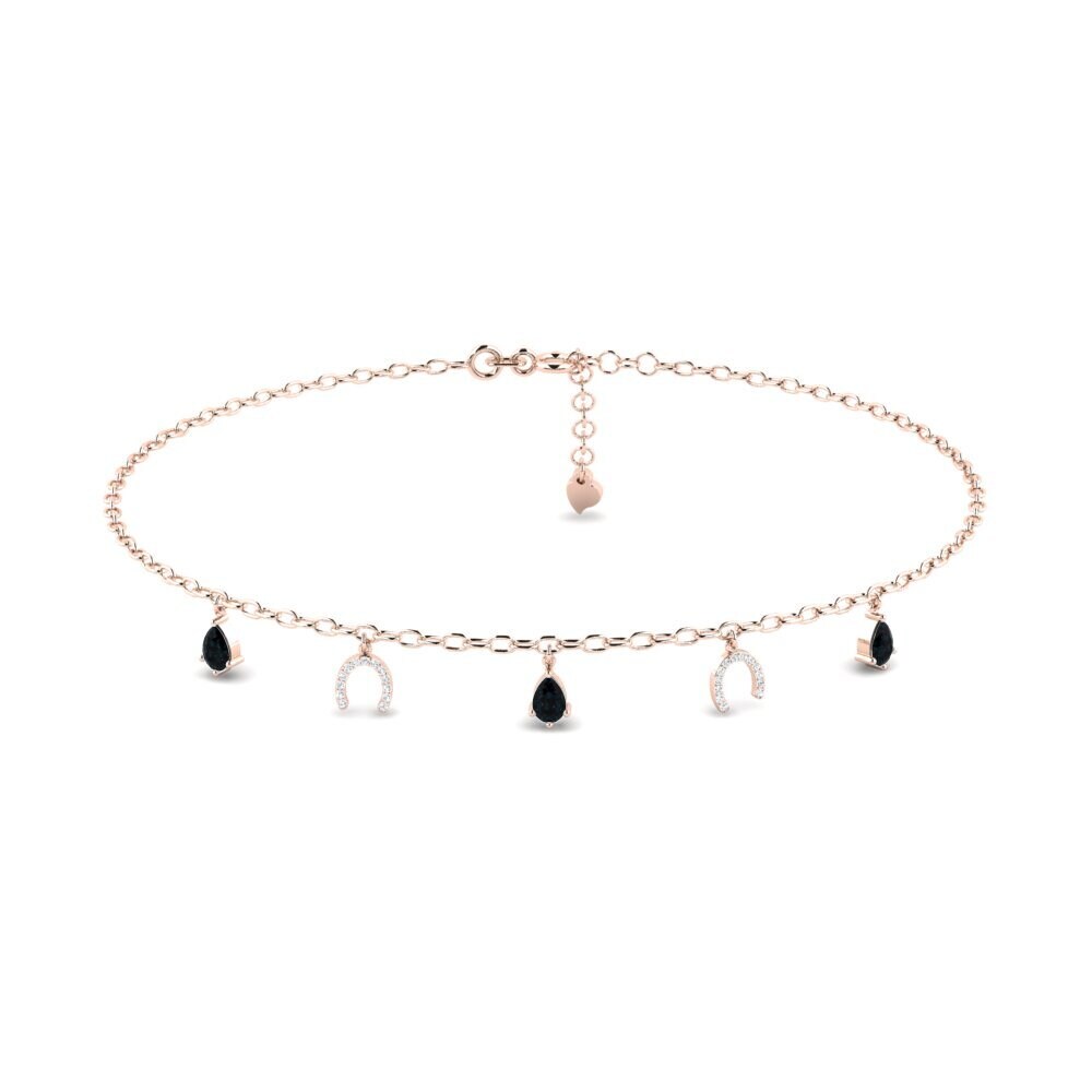 9ct Rose Gold Black Opal Women's Anklet Markas
